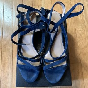 JCrew Laila Wedges navy blue suede 9.5
